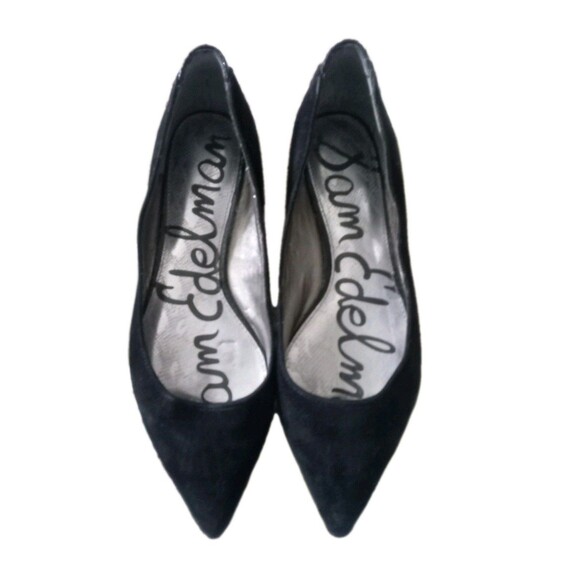 Women's Sam Edelman Suede Flats Size 6.5 Black Party Holiday Date Night  Classic - Picture 1 of 3